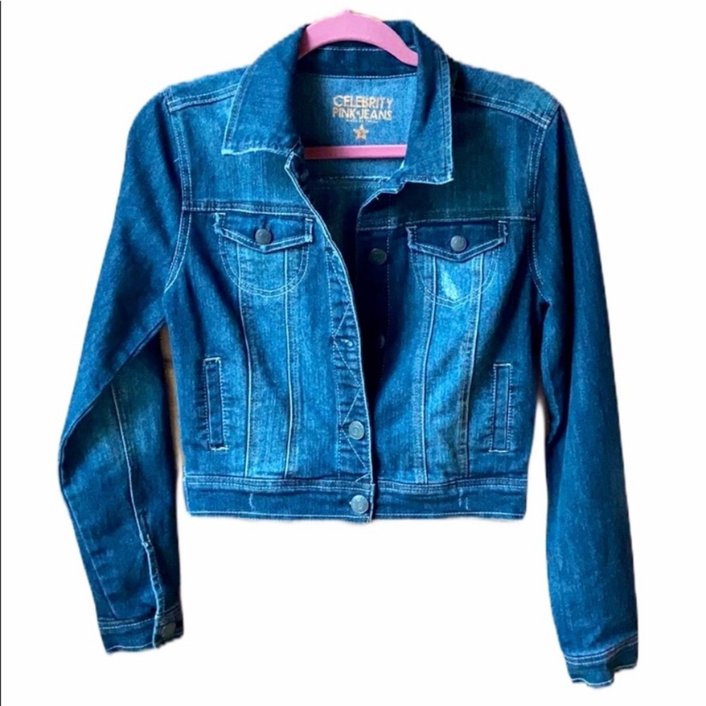 SOLD - Celebrity Pink Distressed Cropped Jean Jacket Women’s Size S